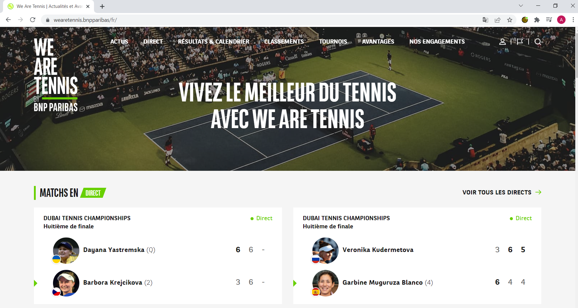 wearetennis.bnpparibas website