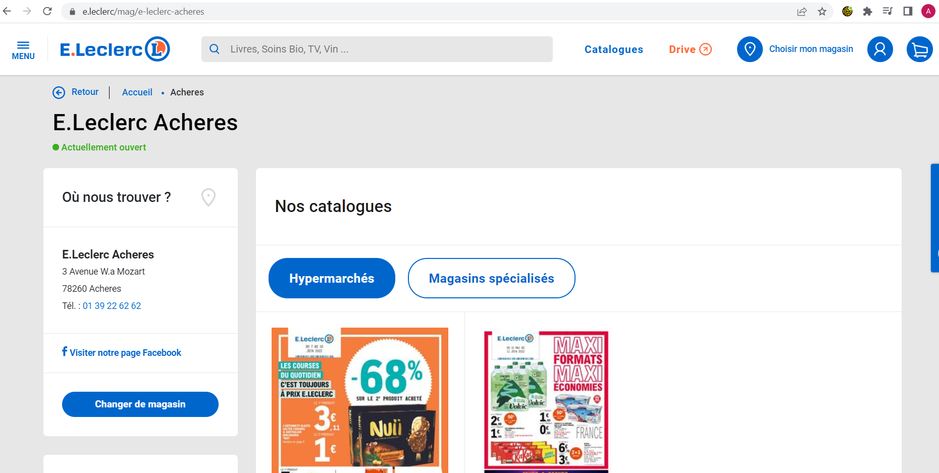 acheres.leclerc website screenshot