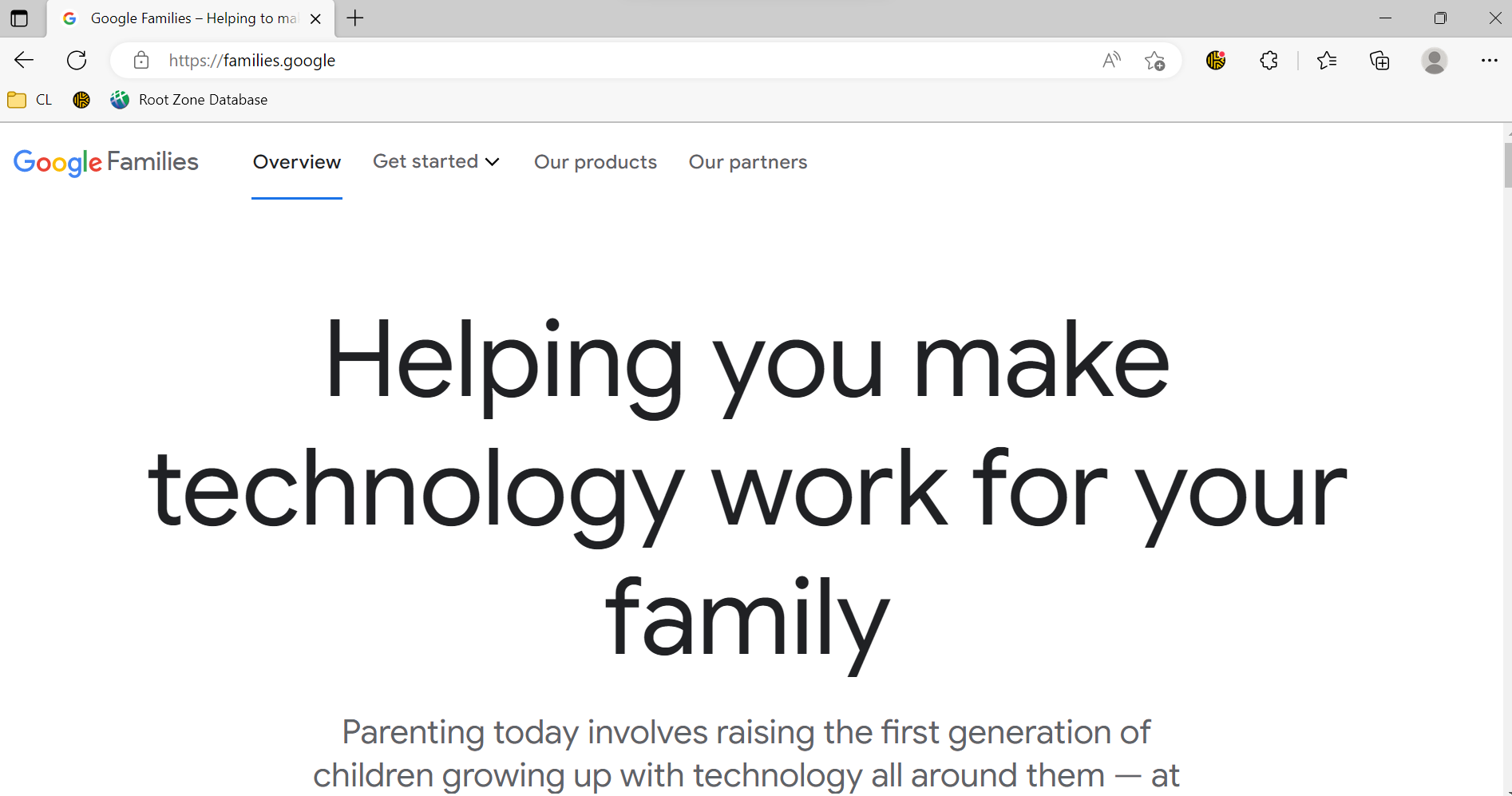 image of families.google website